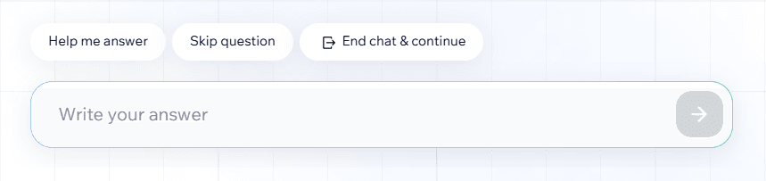 Wix AI "help me answer"